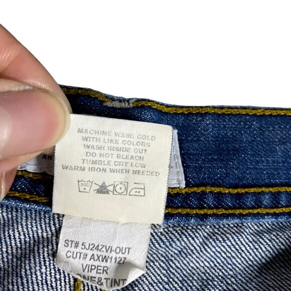 Armani Exchange Women's Viper Stone & Tint Distressed Bootcut Denim Jeans - Picture 7 of 8